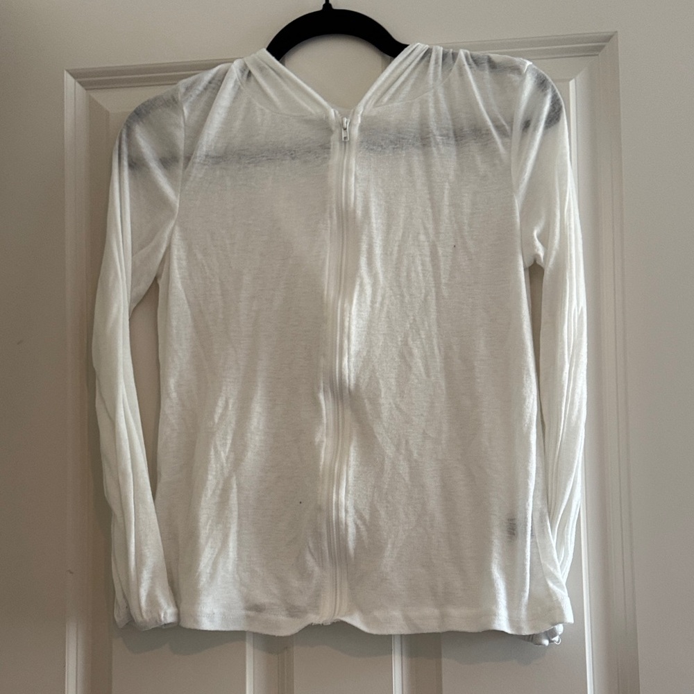 White Sheer Zip-Up Hoodie